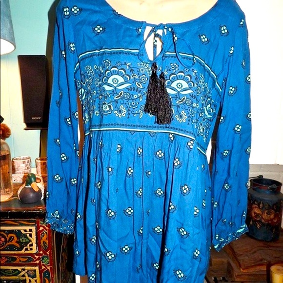 HOUSE OF SKYE BALI RAYON HIPPIE GYPSY TOP - Picture 1 of 4
